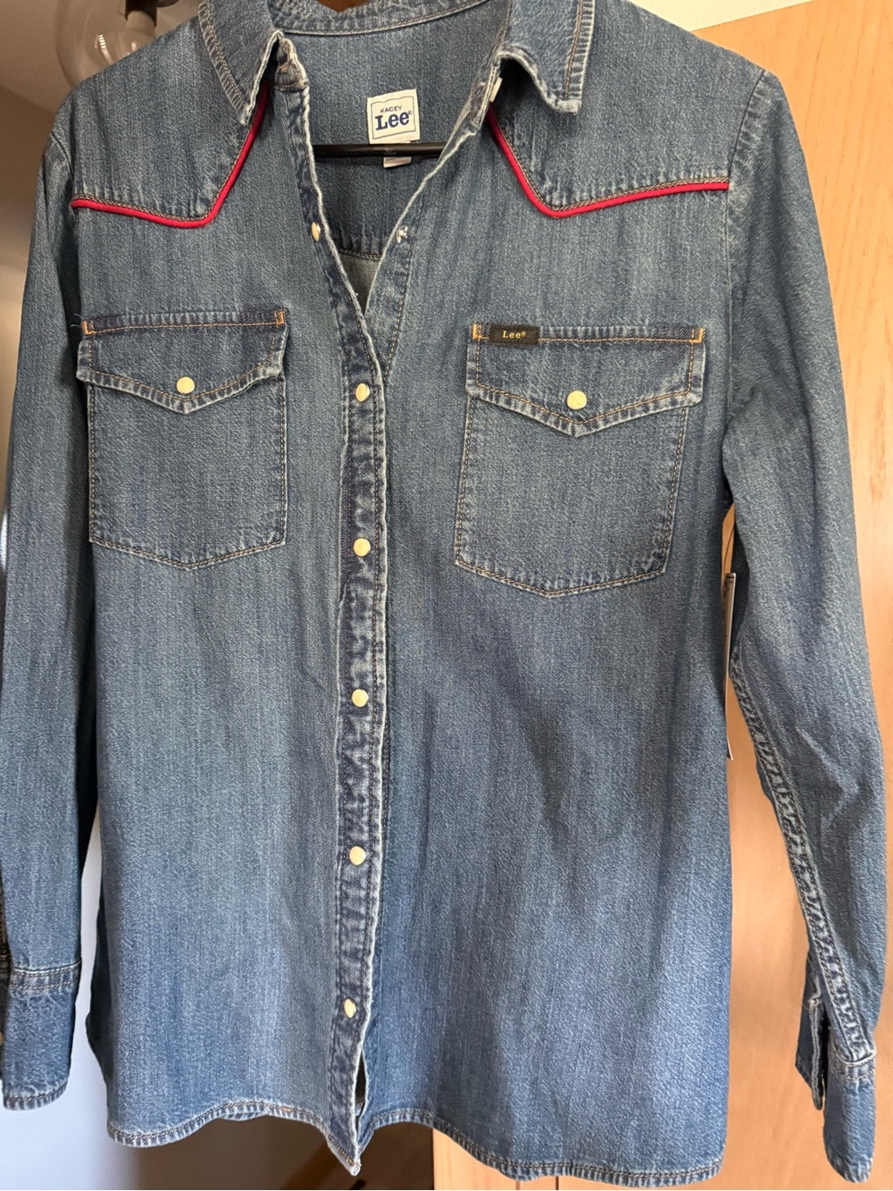KACEY LEE MUSGRAVES x Lee Women's Denim Button-Down Shirt with Red Piping
